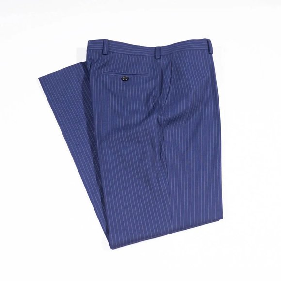 Ralph Lauren Boys Pants Blue Striped Straight Leg Lined Trousers 20R 30" Waist - Picture 4 of 8